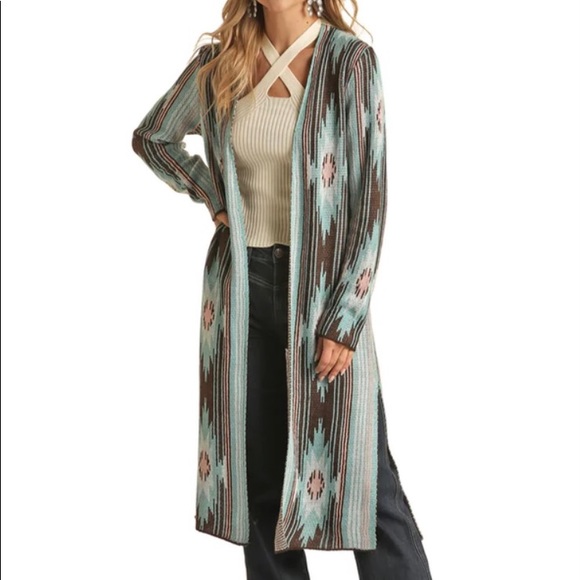 Rock & Roll Denim Sweaters - Rock&Roll Aztec Sweater Duster